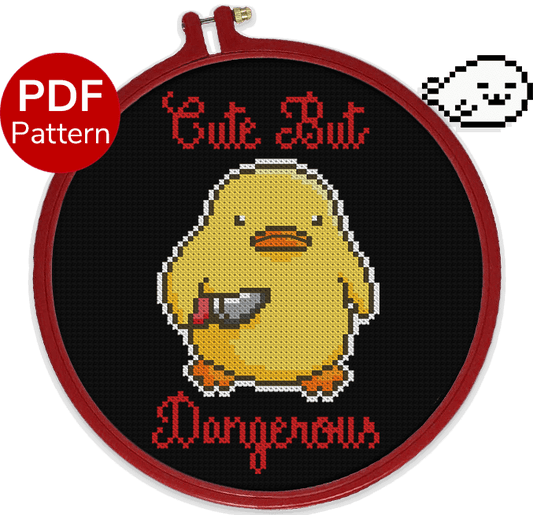 Stabby Duck - Cross Stitch Pattern - Cute But Dangeorus