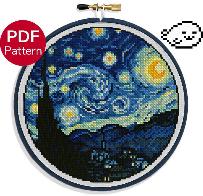 Starry night cross stitch pattern