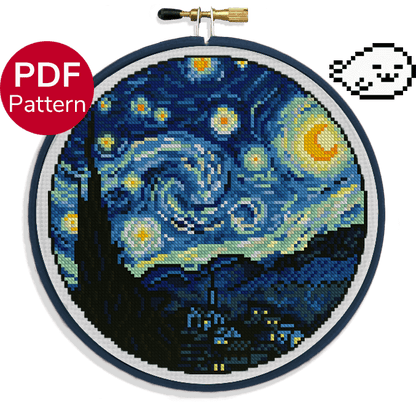 Starry night cross stitch pattern