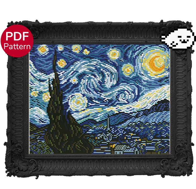 Starry Night Full size - Van Gogh - Cross Stitch Pattern - Masterpiece Cross Stitch