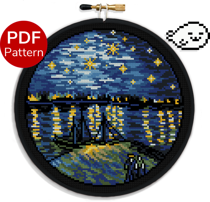 Starry Night over the Rhône - Van Gogh - Cross Stitch Pattern