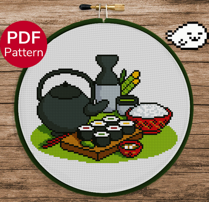 Sushi Roll and Tea - Cross Stitch Pattern