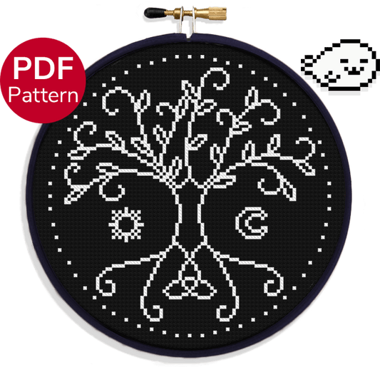 Minimalist Tree of Life - Cross Stitch Pattern - Celtic Cross Stitch - Wiccan Cross Stitch