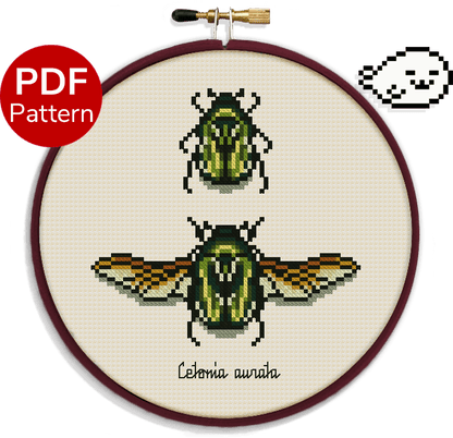 Scarab Beetle - Cetonia Aurata - Green Rose Chafer - Cross Stitch Pattern