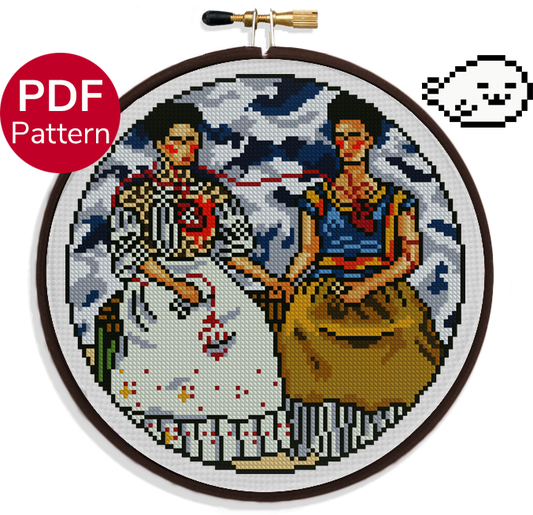 The Two Fridas - Cross Stitch Pattern - Frida Kahlo