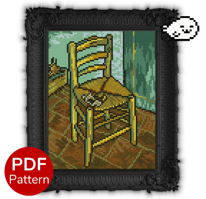 cross stitch pattern of the van gogh chair