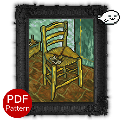 cross stitch pattern of the van gogh chair