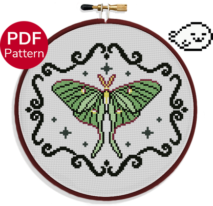 Vintage Luna Moth - Cross Stitch Pattern