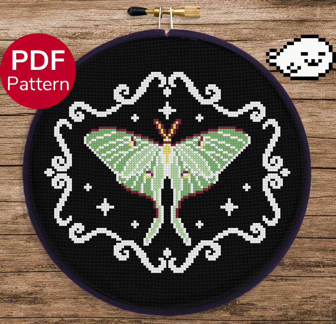 Vintage Luna Moth - Cross Stitch Pattern