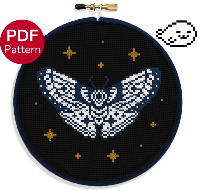 Witchy Insect Pattern Witchy Moth - Open Wings - Cross Stitch Pattern – Harp Seal Crafts